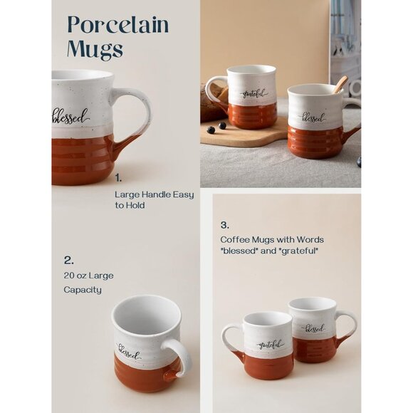 Dishwasher Safe 18 oz Coffee Mugs with Large Handle - Perfect Thank You Gift - Picture 6 of 8